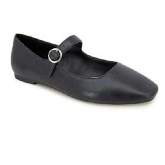NWT Esprit Women's Nicola Mary Jane Flat Black Smooth PU 7 M Preppy Casual - Picture 1 of 7